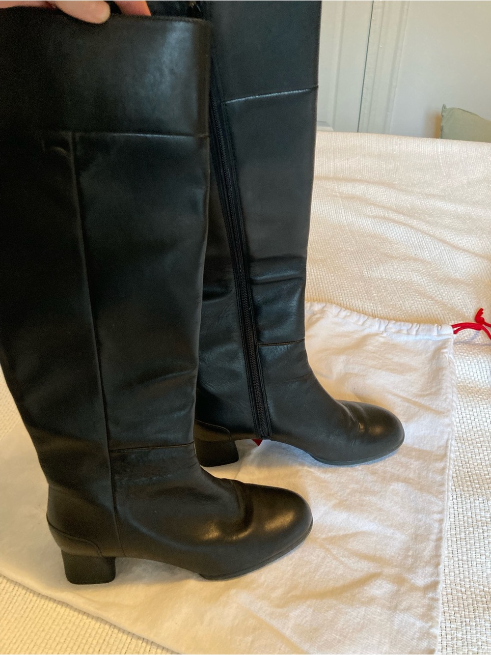 Camper Black Leather Knee-High Heeled Boots
